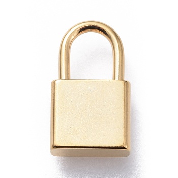 304 Stainless Steel Pendants, Padlock, Real 18K Gold Plated, 18x10x4mm, Hole: 7x5mm