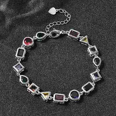 Браслеты из латуни с микропаве и фианитами для женщин BJEW-P358-03P-1