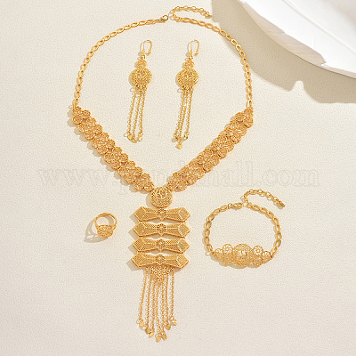 Комплекты из полых геометрических браслетов с кисточками из сплава в ближневосточном стиле для женщин QG4833-1