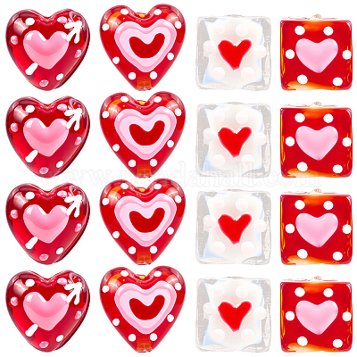 16 шт. 4 стиля эмалевых бусин ручной работы в технике лэмпворк LAMP-PA0001-06-1