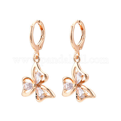 Серьги-гвоздики с застежкой-молнией из латуни с микропаве из кубических цирконий EJEW-N058-09G-1