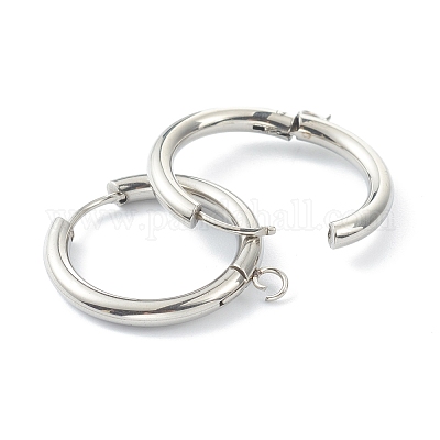 Фурнитура для сережек-колец Huggie Hoop из нержавеющей стали 201 STAS-P283-01K-P-1