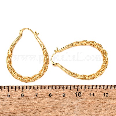 Латунные слеза серьги обруча EJEW-A143-10G-1