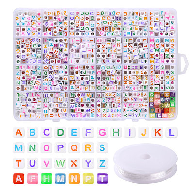 DIY 26 буква акриловые бусины стрейч наборы браслетов на день детей DIY-LS0001-04-1