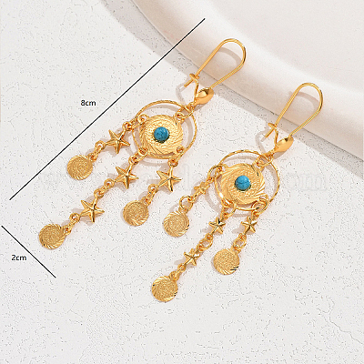 Экзотические винтажные латунные плоские круглые серьги-кольца SI2517-1