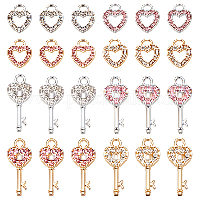 32 шт. 8 стиля подвески в форме сердца из сплава со стразами ENAM-NB0002-22-1