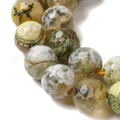 Нити окрашенных и нагретых натуральных агатовых бус с огненным кракелюром G-P539-C01-03-1