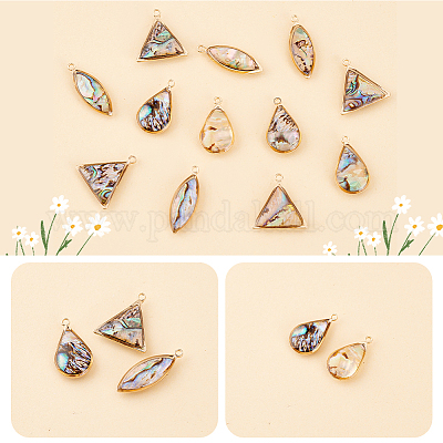 12 шт. 3 стиля подвески из латунных ракушек паве пауа SHEL-GA0001-22-1