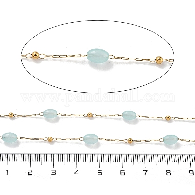 Цепочки из натурального окрашенного нефрита и бусин из нержавеющей стали 304 CHS-K021-08B-04-1