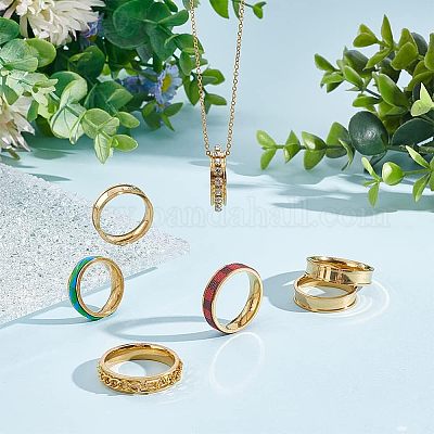 16 шт. 8 размер 201 нержавеющая сталь рифленое кольцо для мужчин и женщин RJEW-UN0002-37-1