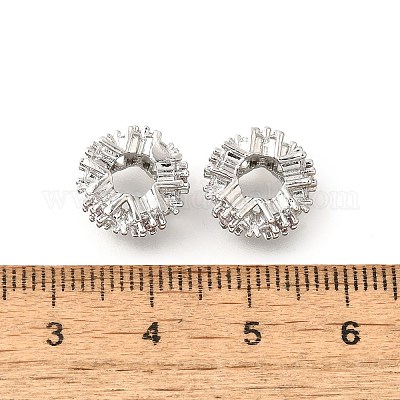 Цветок латуни микро проложить кубического циркония европейские шарики KK-V008-19P-02-1