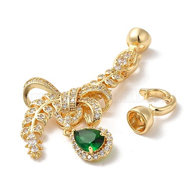 Реечное покрытие латунь микро паве прозрачный кубический цирконий складные застежки KK-E084-34G-1