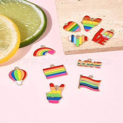 20 шт. 10 стиля радужных эмалевых подвесок из сплава гордости ENAM-FS0002-92-1