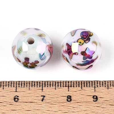 Непрозрачные акриловые бусины с принтом в виде океана MACR-T048-07C-1