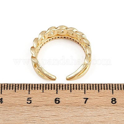 Латунные микро проложить манжеты кольца кубического циркония RJEW-D326-07G-1