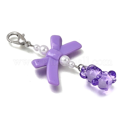 Акриловый медведь с подвесными украшениями в виде банта HJEW-JM04101-1