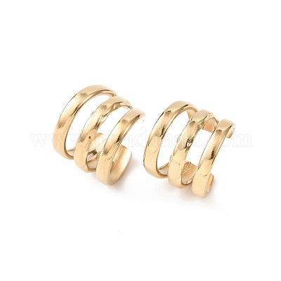 Серьги-каффы тройной формы из нержавеющей стали 304 EJEW-K268-82G-1