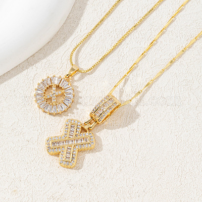 2 шт. 2 стиля латунный комплект из подвески с инициалами из прозрачного кубического циркония FS-WGBC393-24-1