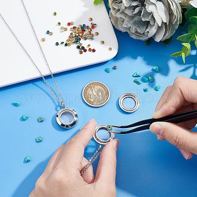 Набор для самостоятельного изготовления ожерелья с подвеской-медальоном с памятью DIY-UN0003-51-1