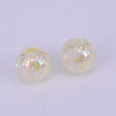 Гальванические кракле акриловые бусины&nbsp;LS-CCG-WH0001-8mm-10-1