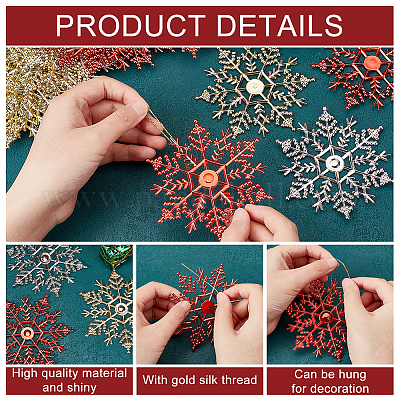 3 пакетик 3-х цветных блестящих снежинок пластиковые подвески украшения AJEW-GA0006-08-1