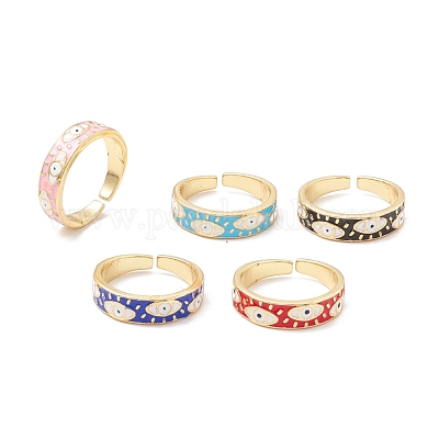 Кольцо-манжета с эмалью от сглаза RJEW-C021-01G-1