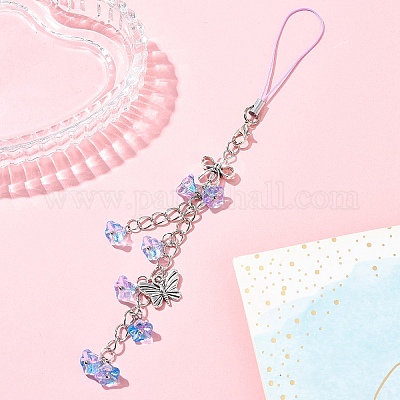 Ремешки для мобильных телефонов из акрила и стекла с цветком&nbsp;HJEW-YW00038-02-1