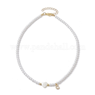 Ожерелья с подвесками из латуни микро-паве класса AAA с кубическим цирконием и буквами NJEW-JN04771-03-1