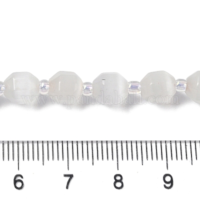 Нити белых бусин «кошачий глаз» G-Q169-F10-01-1