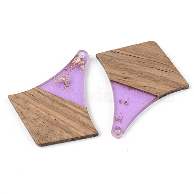 Подвески из прозрачной смолы и ореха RESI-S389-055A-B01-1