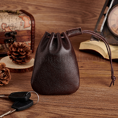 Leather Drawstring Coin Pouch