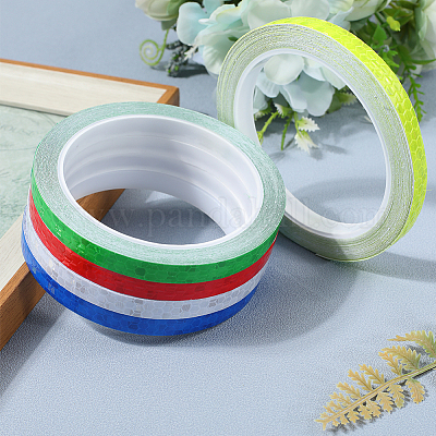 5 рулон 5-х цветных светоотражающих лент с сотовым узором для велосипедов AJEW-GF0007-52-1