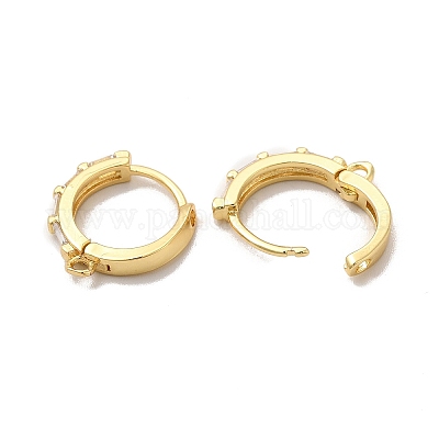 Серьга-кольцо из латуни с микропаве из кубического циркония ZIRC-C002-04G-1