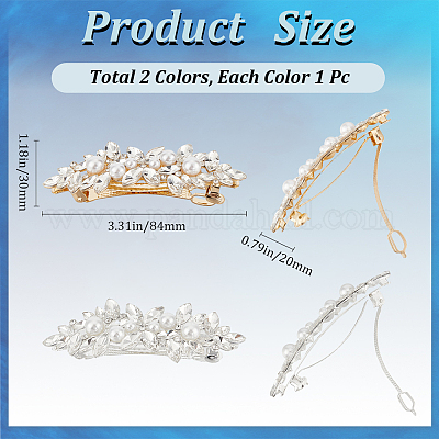 2 шт. 2-х цветные заколки для волос из сплава со стеклянными стразами OHAR-BBC0001-02-1