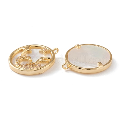 Настоящие позолоченные кулоны из латуни с микропаве ZIRC-J039-14G-D-1