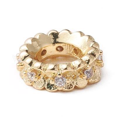 Экологически чистые стойки покрытие латунь микро паве кубический цирконий европейские бусины KK-F835-23-1