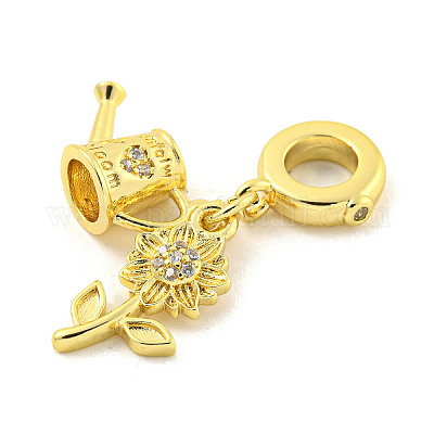 Реечное покрытие латунь микро паве кубический цирконий европейские подвески с подвесками KK-P270-02G-G-1