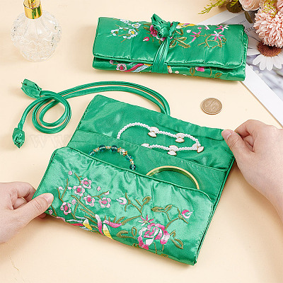 2 шт. ретро прямоугольные шелковые мешочки на молнии в рулоне ABAG-GO0001-02D-1