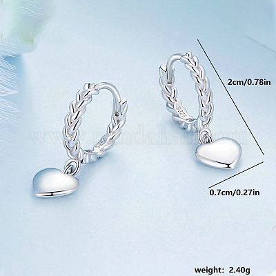 Серьги-кольца из стерлингового серебра в форме витого сердца s925 OI2673-1