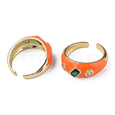 Открытое кольцо-манжета из кубического циркония с эмалью RJEW-N035-128-1