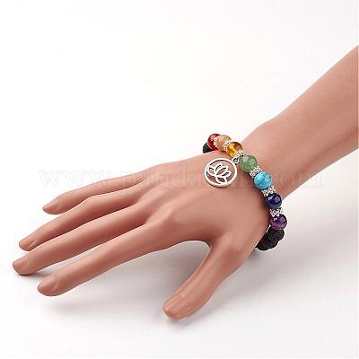 Драгоценный камень бисера браслеты шарма BJEW-JB02600-03-1