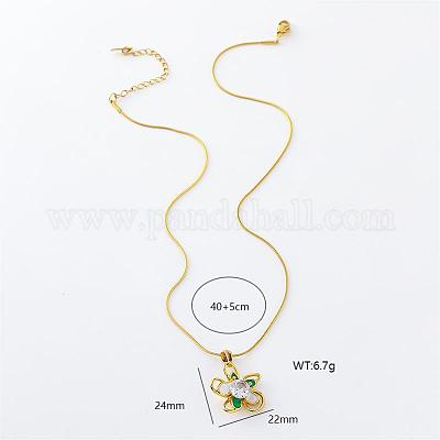 3 шт. французские винтажные ожерелья с цветочным кулоном из нержавеющей стали белого и зеленого цвета с эмалью для женщин PZ8331-1