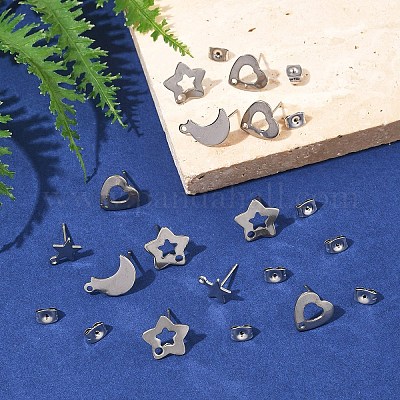 16 шт. 4 стиля фурнитуры для сережек-гвоздиков из нержавеющей стали 304 STAS-FS0001-85P-1