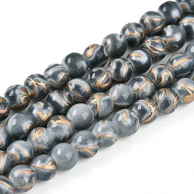 Выпечка окрашенные стеклянные бусины пряди DGLA-N010-6mm-09-1