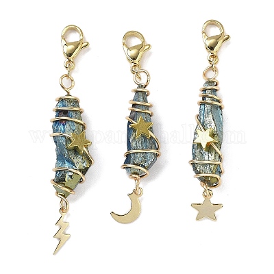 Подвесные украшения из гальванизированного натурального кварцевого кристалла в виде проволоки HJEW-JM03127-05-1