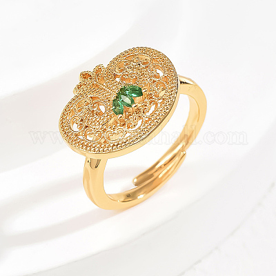 Элегантные полые латунные микропаве кубические цирконии регулируемые кольца для женщин US0162-2-1