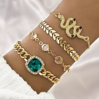 4шт 4 стиля сплава цепочка браслет и браслет набор для женщин WG6073F-07-1