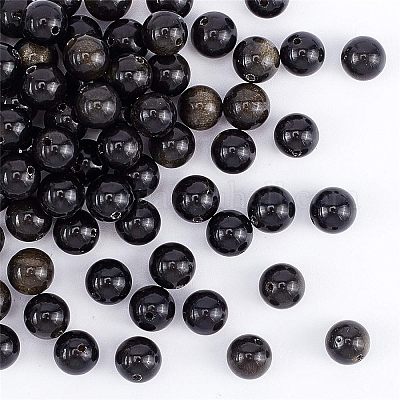 Естественный золотистый отлив обсидиан бисер пряди G-OC0001-06-1