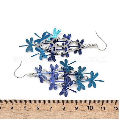 Серьги-подвески в виде стрекоз из нержавеющей стали 430 EJEW-A137-04P-02-1