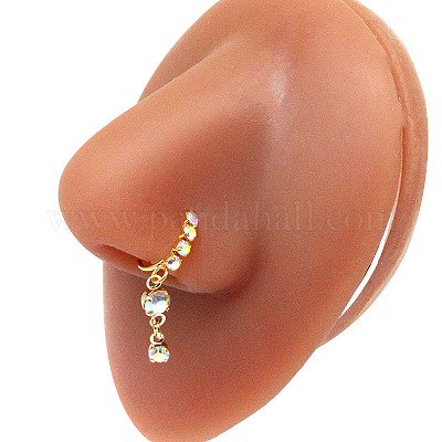 Кольцо для носа из хирургической нержавеющей стали 316l с кубическим цирконием и подвесками WG2DADE-39-1